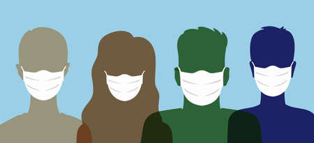 Human head with medical masks.のイラスト素材