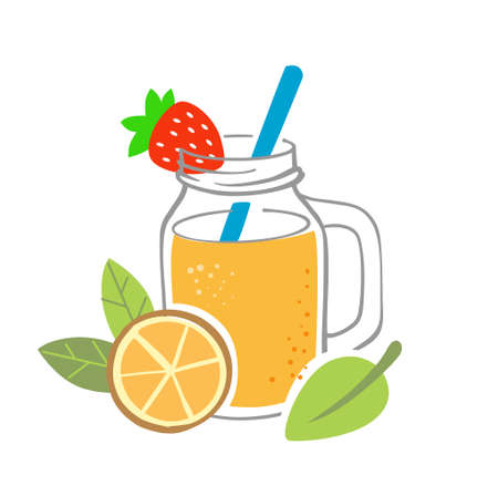 Smoothie jar with fruits and berries.のイラスト素材