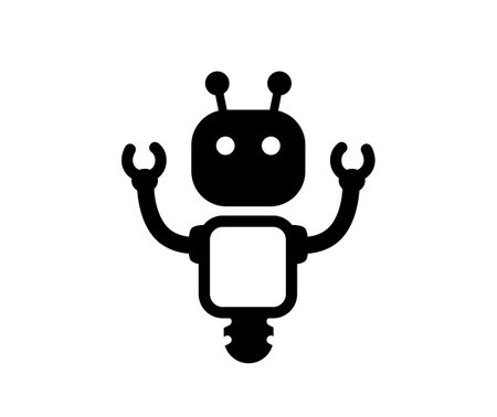 Cyber robot icon, black styleのイラスト素材