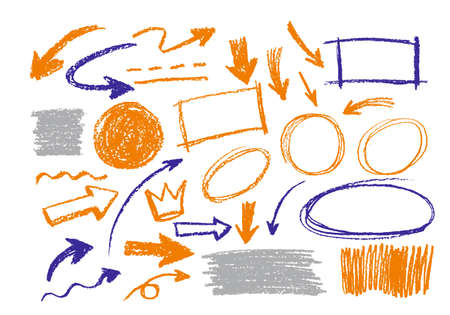 Arrows circles and abstract doodle design vector collection.のイラスト素材