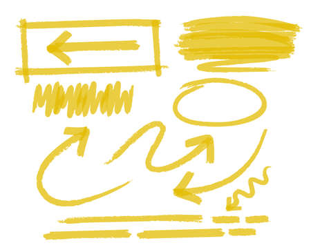 Hand drawn vector marker arrows and graphic elements. Vector illustrationのイラスト素材