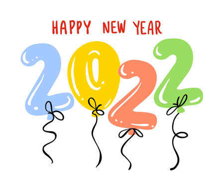2022 Happy New Year greeting card. Design with numberのイラスト素材