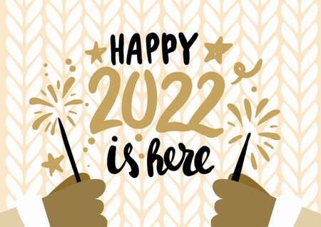 Happy New Year 2022 calligraphic lettering text design card