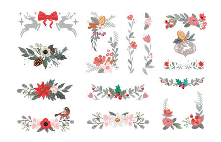 Christmas Holly Decoration for cards.のイラスト素材