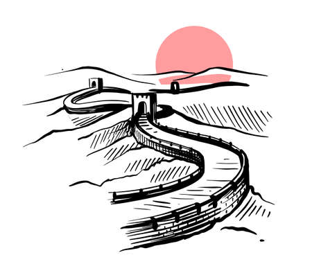 Great Wall of China sketch vectorのイラスト素材
