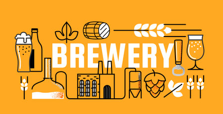 Brewery Beer icon vector. Bottles industry lineのイラスト素材
