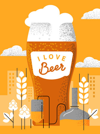 Beer Mug poster vector template brewery.のイラスト素材