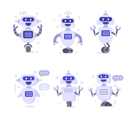 Chat bot characters set cartoon.のイラスト素材