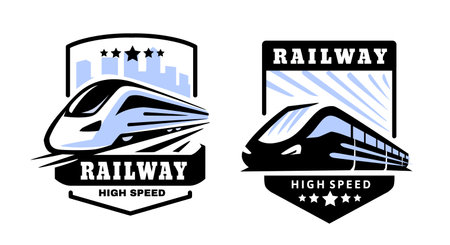 Modern high speed train emblem.のイラスト素材