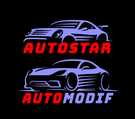 Car abstract line side view vector. Auto silhouettesのイラスト素材