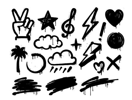 Graffity wall elements vector spray pattern set.のイラスト素材