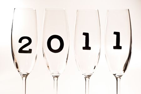 beautiful champagne glasses with 2011 inside