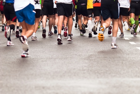 Marathons, jogging on the streetの写真素材