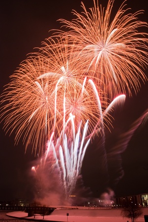 a large colorful fireworks at night