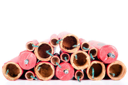 many different red firecracker stacked one above the otherの写真素材