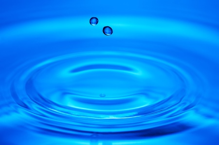 Close-up of a water drop that hits the water surface