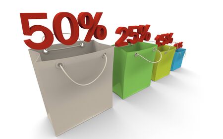  shopping bag with discount rateの写真素材
