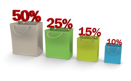  shopping bag with discount rateの写真素材