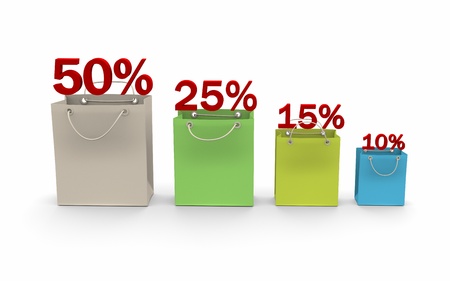  shopping bag with discount rateの写真素材