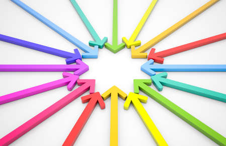 colored arrow on a white backgroundの写真素材