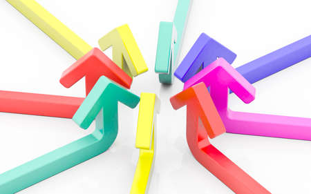 colored arrow on a white backgroundの写真素材