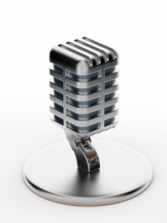 retro microphone isolated on whiteの写真素材