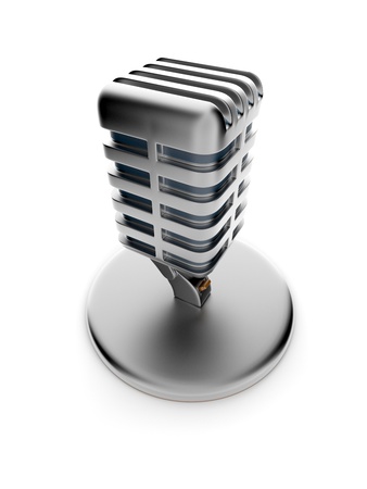 retro microphone isolated on whiteの写真素材