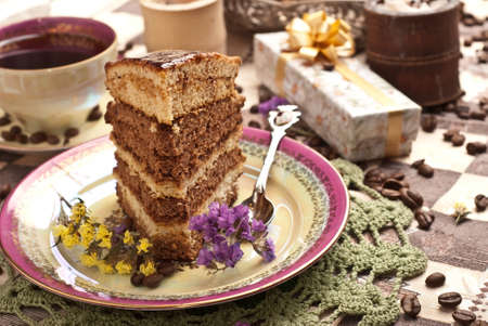 cake with teaの写真素材