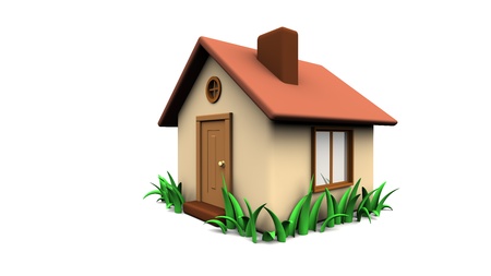 house on a grassの写真素材