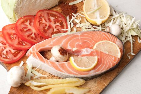 salmon with vegetablesの写真素材