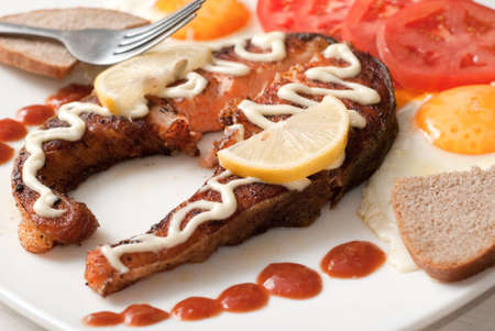 grilled salmon の写真素材