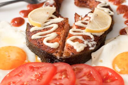 grilled salmon の写真素材