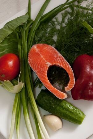 salmon with vegetablesの写真素材