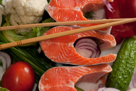 salmon with vegetablesの写真素材