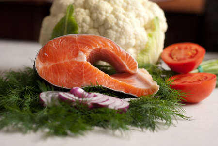 salmon with vegetablesの写真素材