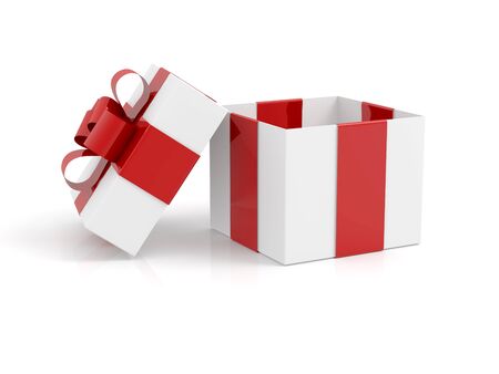 open empty gift box on white backgroundの写真素材