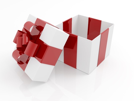 open empty gift box on white backgroundの写真素材