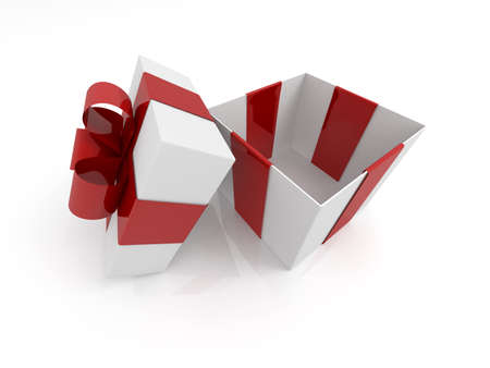open empty gift box on white backgroundの写真素材