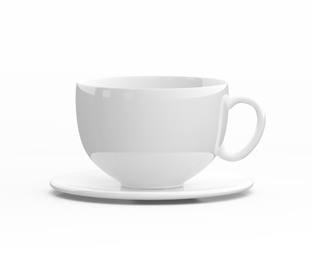 White cup on white backgroundの写真素材