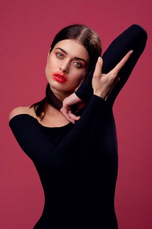 Beauty portrait of a young woman in the studioの写真素材