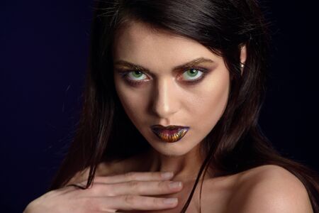 Beauty portrait of a young woman in the studioの写真素材