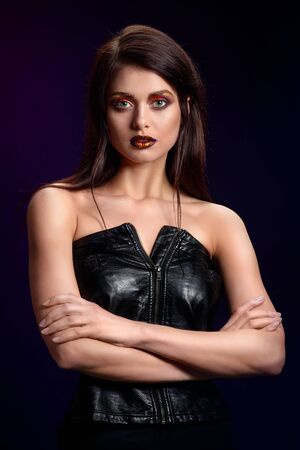 Beauty portrait of a young woman in the studioの写真素材