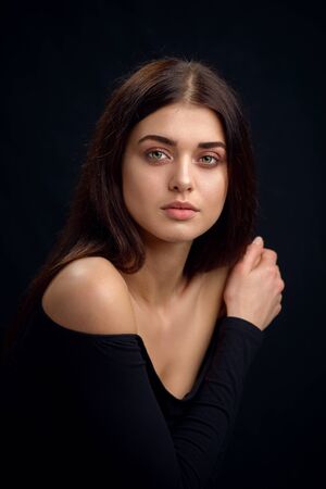 Beauty portrait of a young woman in the studioの写真素材
