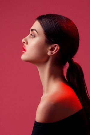 Beauty portrait of a young woman in the studioの写真素材