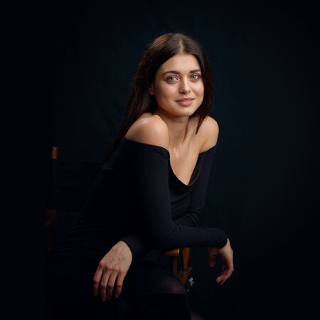 Beauty portrait of a young woman in the studioの写真素材
