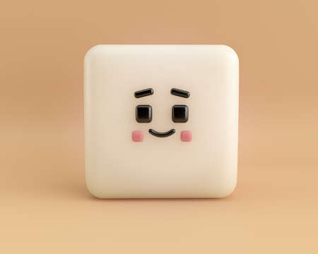 little cute smiling shapes on color backgroundの写真素材