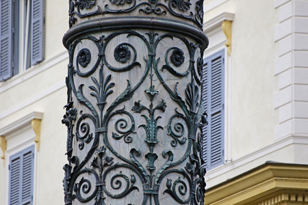 detail on a pillar near the Spanish Steps in Rome one of Italy's most famous landmarksの写真素材
