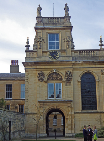 Trinity college chapel tower and clock one of the Oxford University colleges famously used in the Harry Potter films stories by J K Rowlingのeditorial素材
