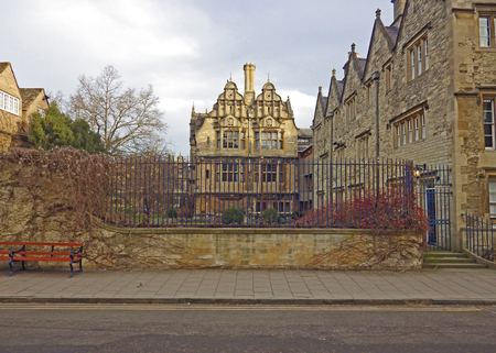 A college building part of Trinity college on Broad Street in Oxford in classic Cotswold stoneのeditorial素材