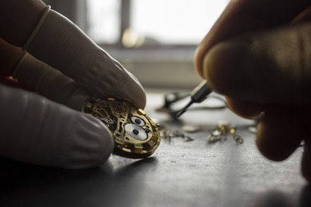 The process of repair mechanical watchesの写真素材